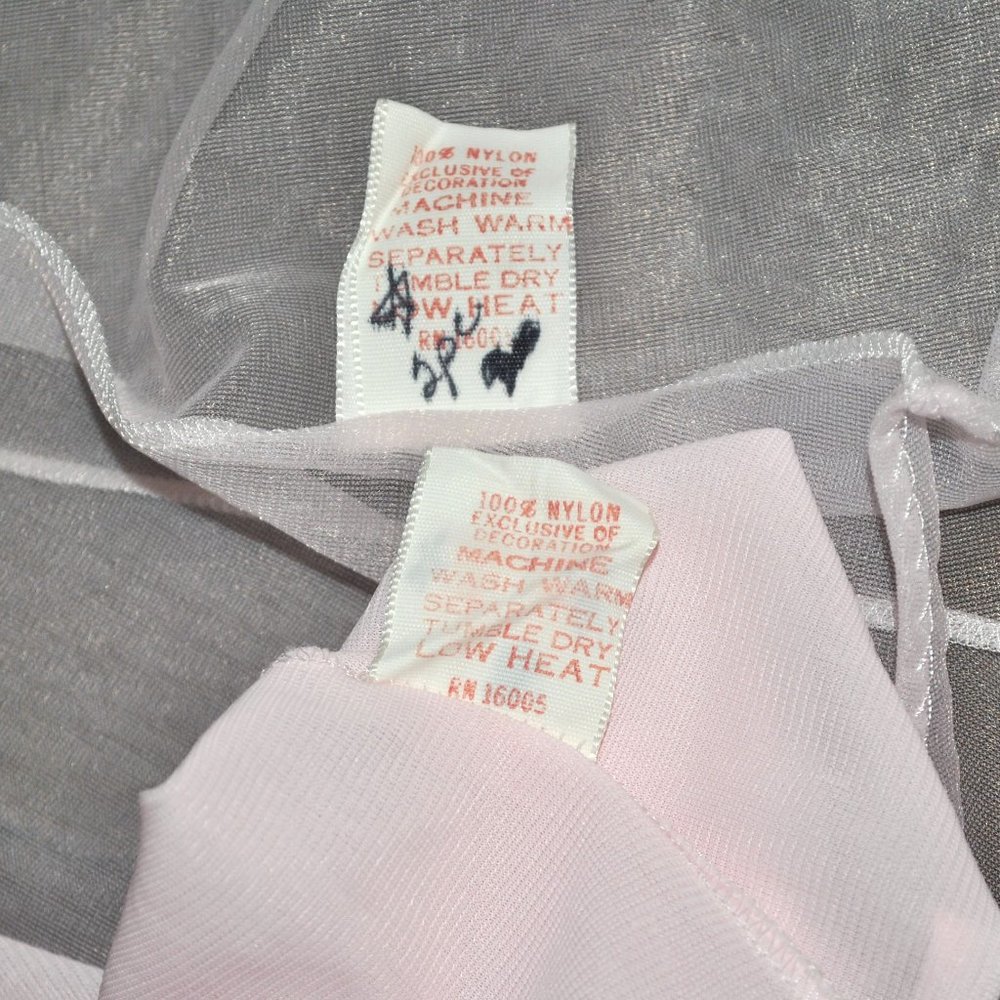 Vintage Sears Peignoir Set Size Small 32-34 Pink & White Short Nightie & Robe - Picture 6 of 15